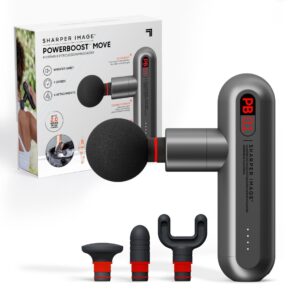 Sharper Image® Powerboost Move® Deep Tissue Portable Full Body Percussion Massage Gun, Gray