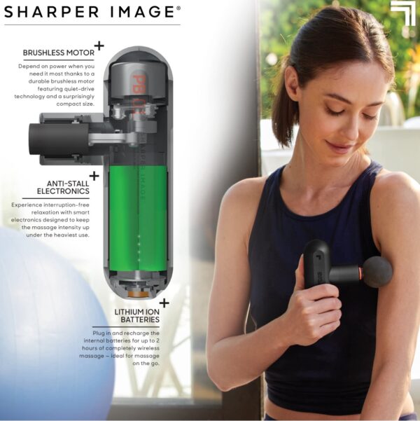 Sharper Image® Powerboost Move® Deep Tissue Portable Full Body Percussion Massage Gun, Gray - Image 5