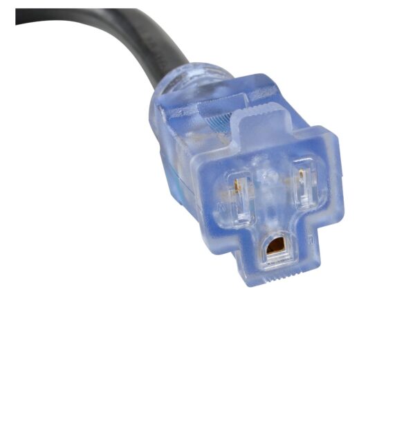 Auto Drive 14/3 STW 30 to 15-Amp Universal RV Adapter Extension Cord with Lighted End, 1.5ft, Black - Image 2