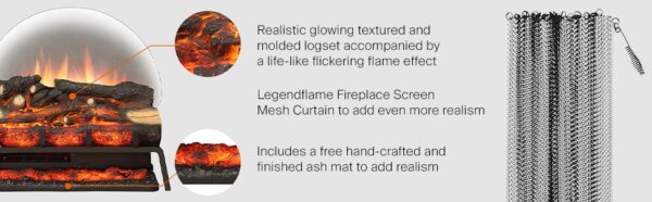 LegendFlame 23" W Free Standing Electric Fireplace Log Set, Fireplace Insert, Heater 750W/1500W - Image 10