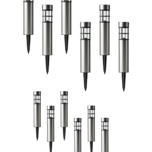 Mainstays Solar Powered Stainless Steel Bollard Landscape Path Light, 10 Lumens (12 Count)