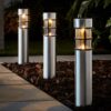 Mainstays Solar Powered Stainless Steel Bollard Landscape Path Light, 10 Lumens (12 Count) - Image 5