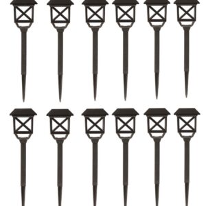 Mainstays Solar Powered Black Square LED Landscape Pathway Light with Plastic Lens,8 Lumens (12 Count)