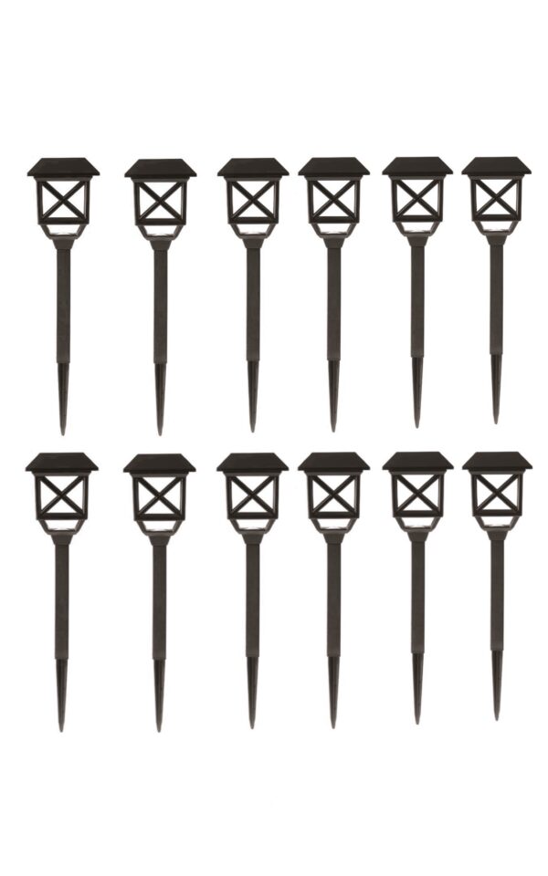 Mainstays Solar Powered Black Square LED Landscape Pathway Light with Plastic Lens,8 Lumens (12 Count)