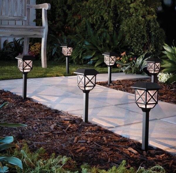 Mainstays Solar Powered Black Square LED Landscape Pathway Light with Plastic Lens,8 Lumens (12 Count) - Image 2