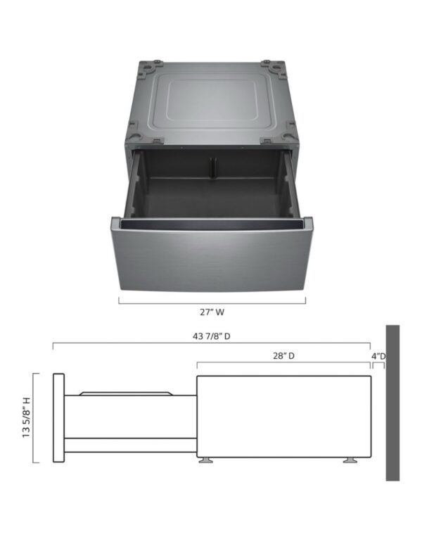 LG Universal Laundry Pedestal (Graphite Steel) with Storage Drawer - Image 3