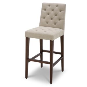 allen + roth Deep Walnut 29.9-in H Bar height Upholstered Wood Bar Stool Back