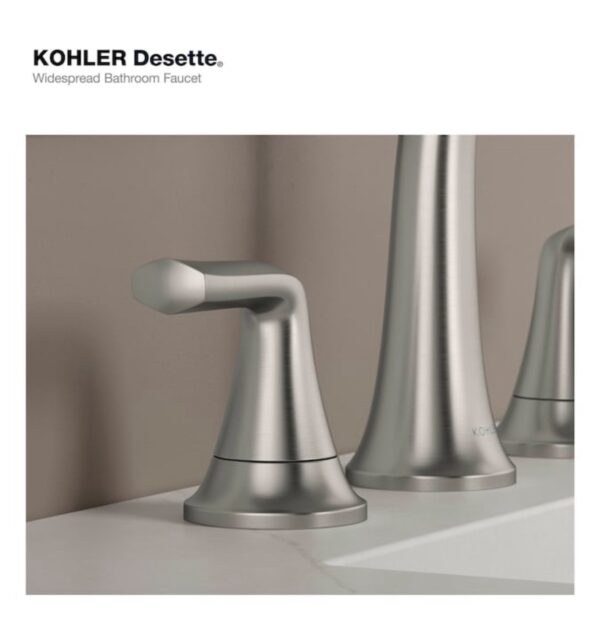 KOHLER Desette Brushed Nickel Widespread 2-Handle WaterSense Bathroom Sink Faucet with Drain - Image 5