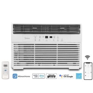 Midea 14,500 BTU 115V Smart Window Air Conditioner with Remote, up to 700 Sq. ft., MAW15S1WWT