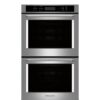 KitchenAid 30-in Double Electric Wall Oven Single-fan European Element Self-cleaning Stainless Steel