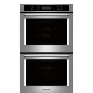 KitchenAid 30-in Double Electric Wall Oven Single-fan European Element Self-cleaning Stainless Steel