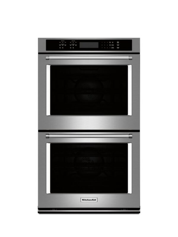 KitchenAid 30-in Double Electric Wall Oven Single-fan European Element Self-cleaning Stainless Steel