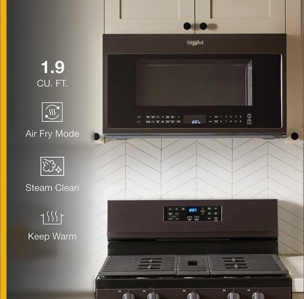 Whirlpool 1.9-cu ft 1800-Watt Over-the-Range Convection Microwave with Sensor Cooking and Air Fry - Image 9