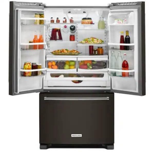 KitchenAid 20-cu ft Counter-depth French Door Refrigerator with Ice Maker (Black Stainless Steel) - Image 2
