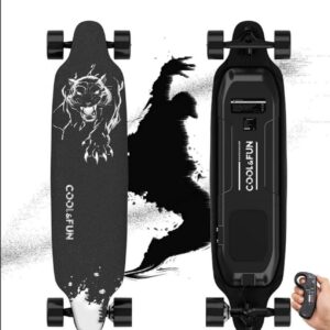 COOL&FUN Electric Skateboard with Remote, 400W Brushless Motor, 3 Speed Adjustment, Load up to 265 Lbs, Electric Longboard for Adults & Teens