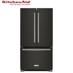KitchenAid 20-cu ft Counter-depth French Door Refrigerator with Ice Maker (Black Stainless Steel)