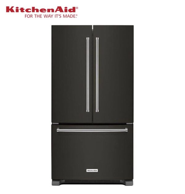 KitchenAid 20-cu ft Counter-depth French Door Refrigerator with Ice Maker (Black Stainless Steel)