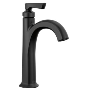 Delta Arcadia Matte Black Single Hole 1-Handle WaterSense Bathroom Sink Faucet with Drain&Deck Plate