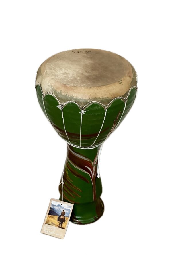 World traveler collection Vintage Tunisie Ceramic Darbuka Hand Made and painted with goatskin head