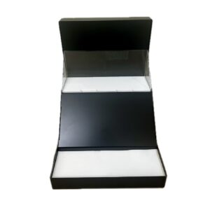 Plymor Clear Acrylic Slanted Front Display Case with Heavy duty Black Base 12" W x 15" D x 15" H