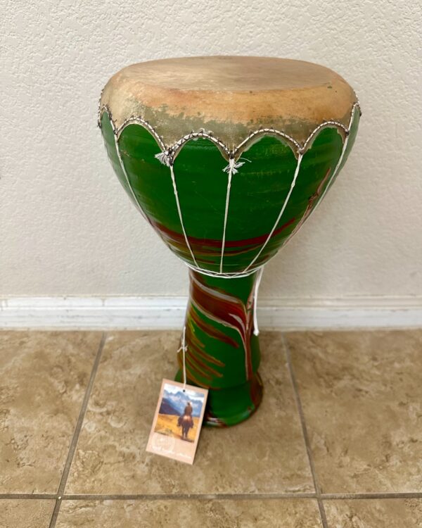 World traveler collection Vintage Tunisie Ceramic Darbuka Hand Made and painted with goatskin head - Image 4