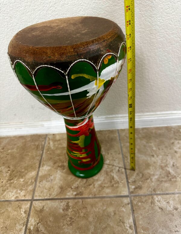 World traveler collection Vintage Tunisie Ceramic Darbuka Hand Made and painted with goatskin head - Image 7