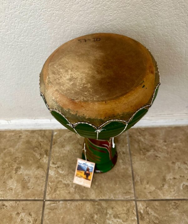 World traveler collection Vintage Tunisie Ceramic Darbuka Hand Made and painted with goatskin head - Image 5