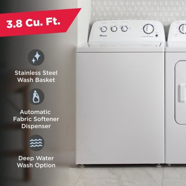 Amana 3.8-cu ft High Efficiency Agitator Top-Load Washer (White) - Image 5