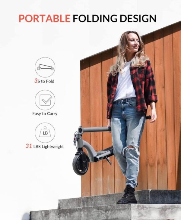 5TH WHEEL M1 Electric Scooter - 13.7 Miles Range & 15.5 MPH, 500W Peak Motor, 8" Inner-Support Tires - Image 4