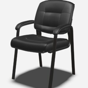 Classic Faux Leather Office Desk Guest Chair with Metal Frame, Black, 27.4D x 23.6W x 35.8H in