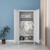 2 Magnetic Doors Steel Storage Accent Cabinet with 2 Laminate,Metal Tall Storage lockers Cabinet - Image 4
