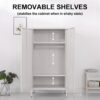 2 Magnetic Doors Steel Storage Accent Cabinet with 2 Laminate,Metal Tall Storage lockers Cabinet - Image 5