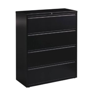 Hirsh 42 in. W 4-Drawer Black Metal Lateral File Cabinet for Home and Office, hanging file folders