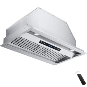 IKTCH 36 inch Built-in/Insert Range Hood 900 CFM, Ducted/Ductless Convertible Duct, Stainless Steel
