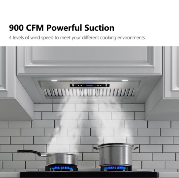 IKTCH 36 inch Built-in/Insert Range Hood 900 CFM, Ducted/Ductless Convertible Duct, Stainless Steel - Image 2