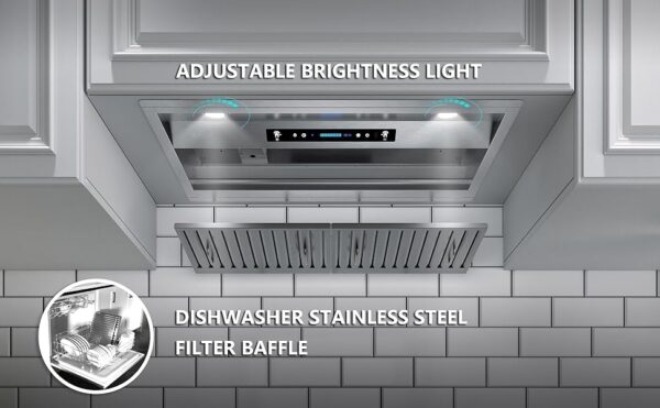 IKTCH 36 inch Built-in/Insert Range Hood 900 CFM, Ducted/Ductless Convertible Duct, Stainless Steel - Image 11