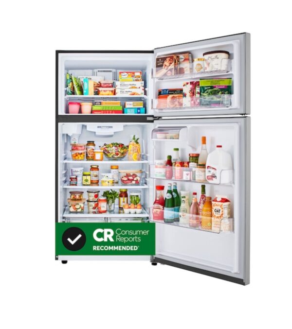 LG 24-cu ft Top-Freezer Refrigerator with Ice Maker (Printproof Stainless Steel) Garage Ready - Image 2