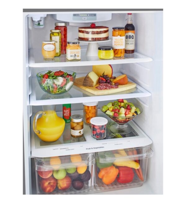 LG 24-cu ft Top-Freezer Refrigerator with Ice Maker (Printproof Stainless Steel) Garage Ready - Image 4