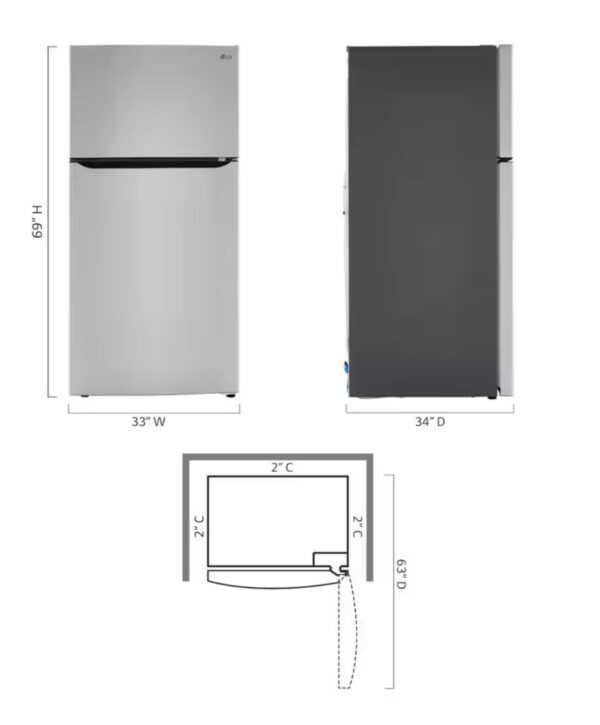 LG 24-cu ft Top-Freezer Refrigerator with Ice Maker (Printproof Stainless Steel) Garage Ready - Image 5