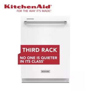 KitchenAid 24-in Top Control Built-In Dishwasher With Third Rack (White), 39-dBA Quietest Sound Leve