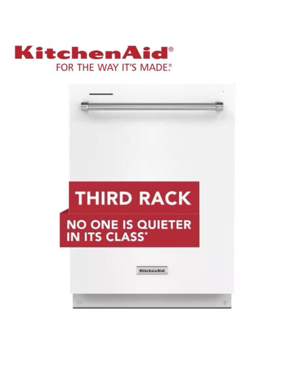 KitchenAid 24-in Top Control Built-In Dishwasher With Third Rack (White), 39-dBA Quietest Sound Leve