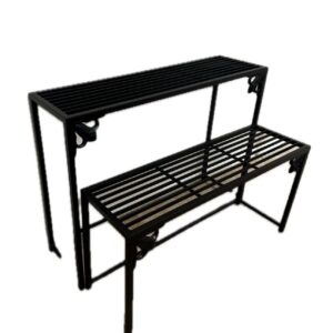 Style Selections 29-in H x 39-in W Black Indoor/Outdoor Rectangular Heavy Duty Steel Plant Stand