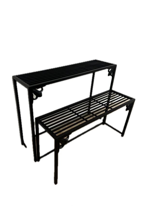 Style Selections 29-in H x 39-in W Black Indoor/Outdoor Rectangular Heavy Duty Steel Plant Stand
