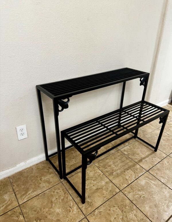 Style Selections 29-in H x 39-in W Black Indoor/Outdoor Rectangular Heavy Duty Steel Plant Stand - Image 3