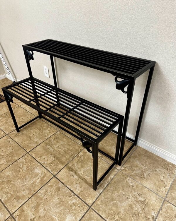Style Selections 29-in H x 39-in W Black Indoor/Outdoor Rectangular Heavy Duty Steel Plant Stand - Image 2
