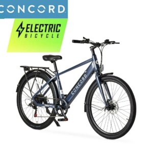 Concord Step-Over Electric Commuter pedal assist Bike, 27.5" Wheels, 36V, Gray, Adult￼