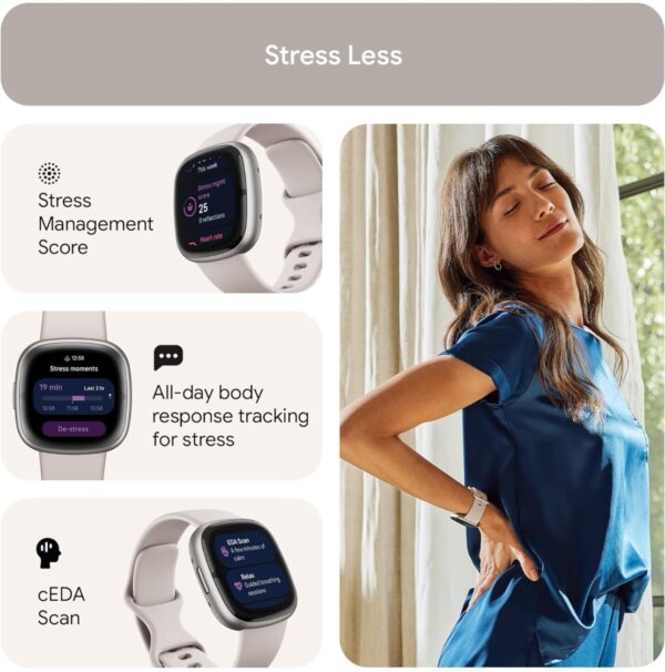 Fitbit Sense 2 Advanced Health and Fitness Smartwatch - Shadow Grey/Graphite Aluminum - Image 4