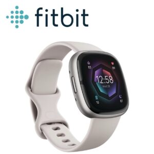 Fitbit Sense 2 Advanced Health and Fitness Smartwatch - Lunar White/Platinum Aluminum