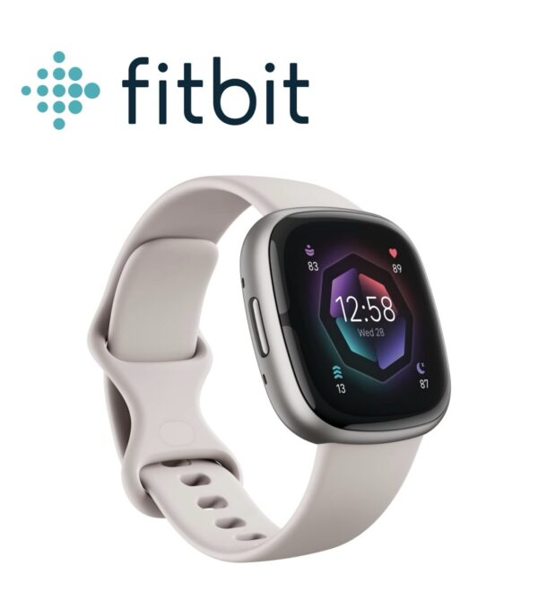 Fitbit Sense 2 Advanced Health and Fitness Smartwatch - Lunar White/Platinum Aluminum