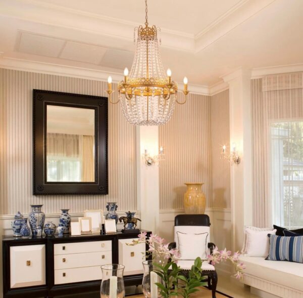Wellmet French Empire Crystal Chandelier Modern Adjustable Hanging Pendant Ceiling Mount Fixture - Image 4